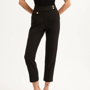 Veronica Beard Black Cropped Pants with Gold Buttons